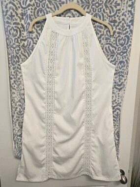 White Dress with Lace Patchwork